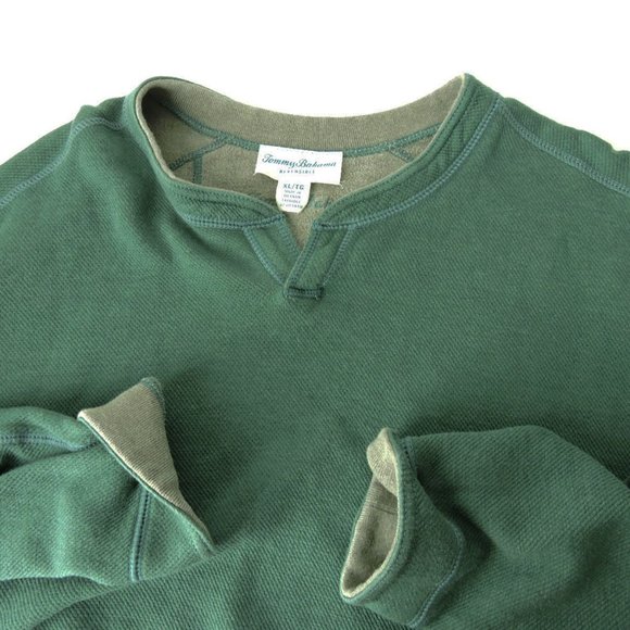 Tommy Bahama Reversible Pullover long sleeve knit top men's XL green gray logo - Picture 6 of 11